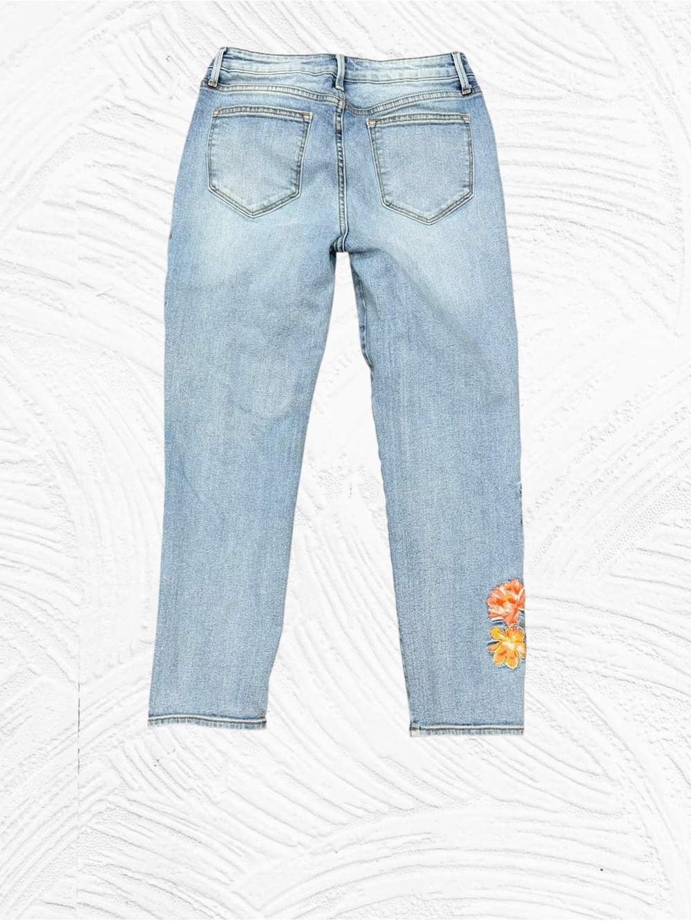 Driftwood Gizelle 27X26 Embroidered Jean Floral Slim Boyfriend Boho Fairy - Picture 3 of 7